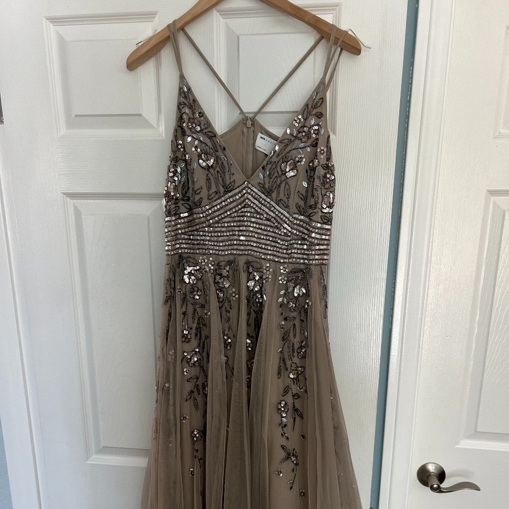 ASOS Design Metallic Midi Dress with Crinoline overlay